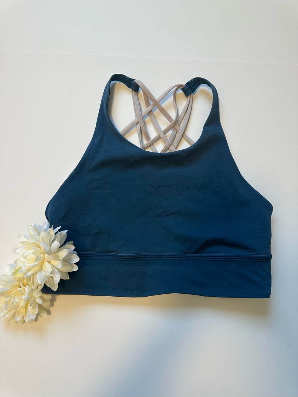 lululemon athletica Navy Sports Bra with Cream Strappy Back